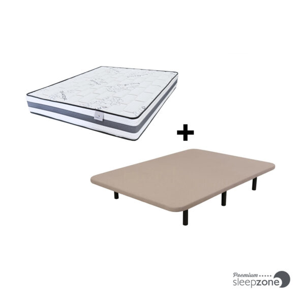 Pack Colchón Spring Grafeno Senso Sleep y Base Tapizada 3D con juego de 6 patas metálicas